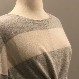 Premise Cashmere Striped Gray and White Sweater